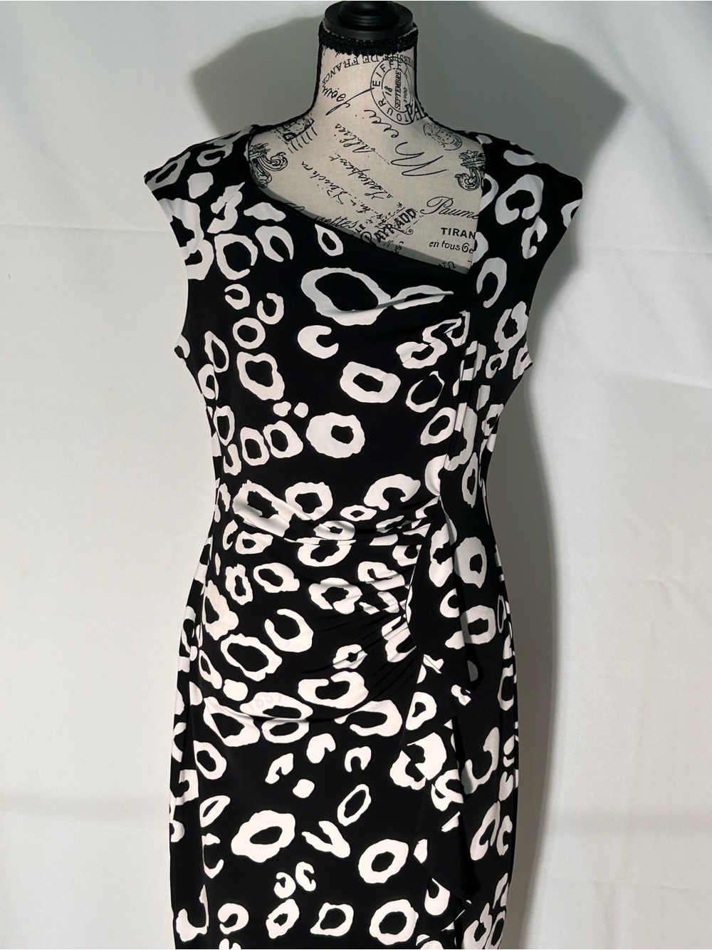 Enfocus Studio Black & White Printed Midi Sheath Dress
